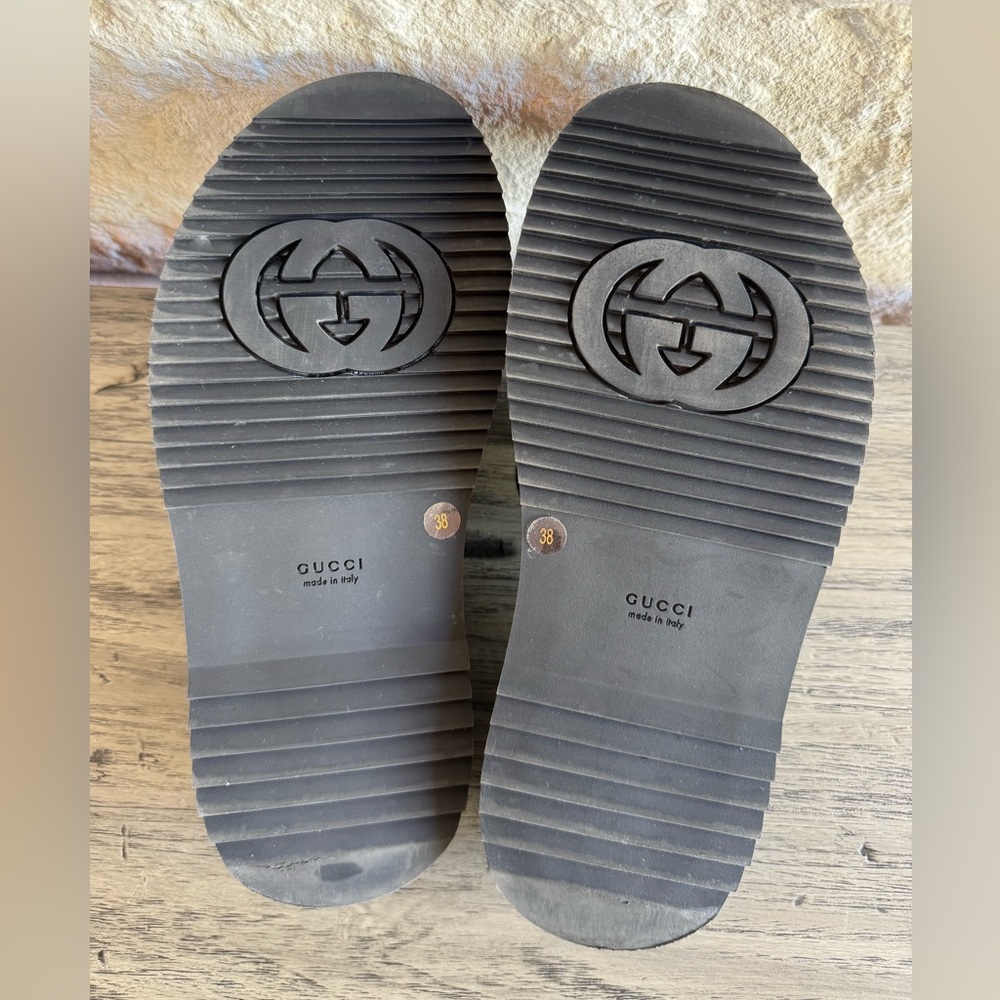 Gucci GG Jacquard Black Denim Platform Slides (38) full enclosure - Picture 7 of 15